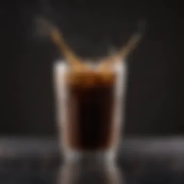 Freshly brewed coffee cooling in a glass