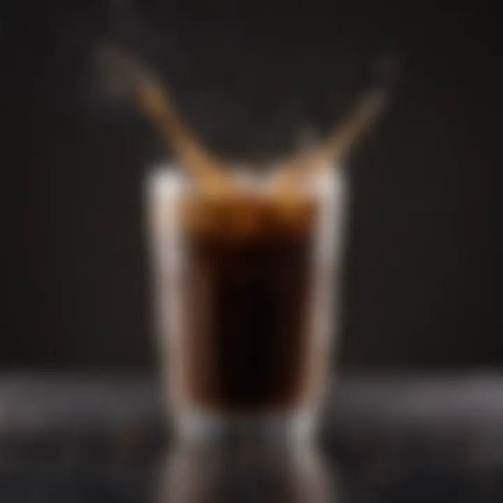 Freshly brewed coffee cooling in a glass