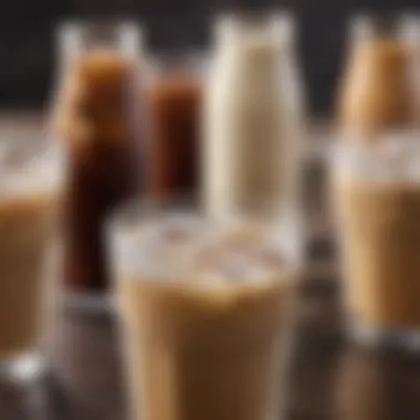 A vibrant assortment of milk options for iced coffee