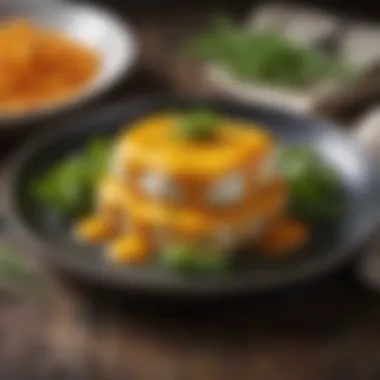 Gourmet Melted Cheeze Dish Gourmet dish featuring melted cheeze with fresh herbs and spices