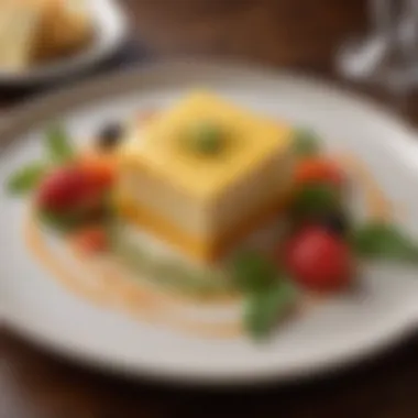 Unique Cheeze-Based Appetizer Unique cheeze-based appetizer beautifully plated with vibrant garnishes