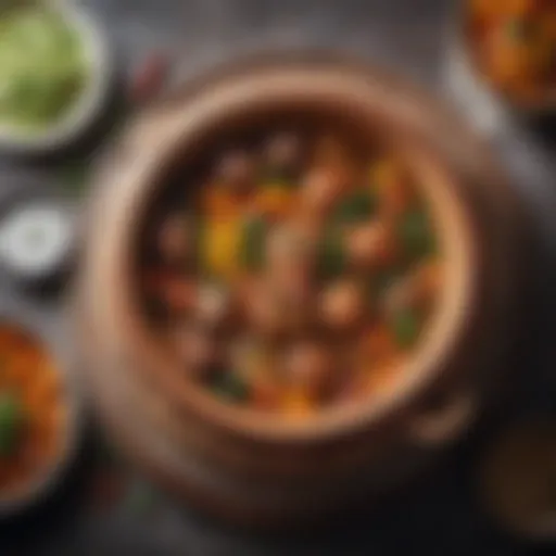 A beautifully plated Moroccan tagine with vibrant vegetables and tender meat