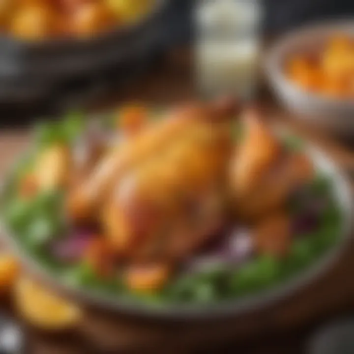 Citrus glazed baked chicken with a vibrant salad