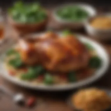 Spicy baked chicken with a side of quinoa and greens