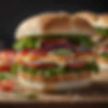 Gourmet Vegetable Sandwich Delight A gourmet sandwich filled with fresh vegetables and gourmet spreads.
