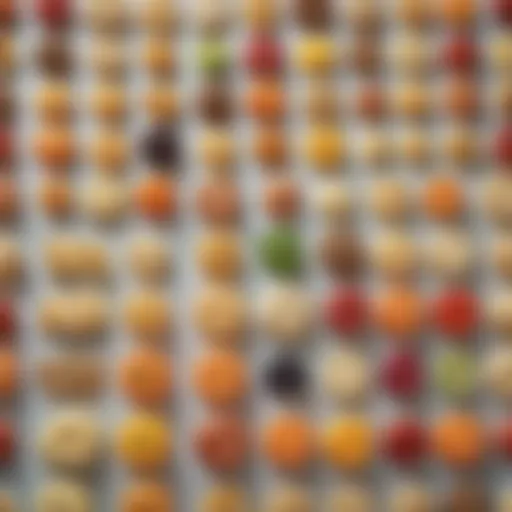 Colorful array of first foods for infants