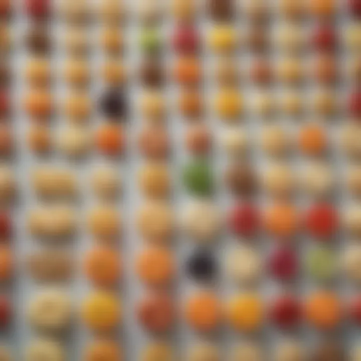 Colorful array of first foods for infants