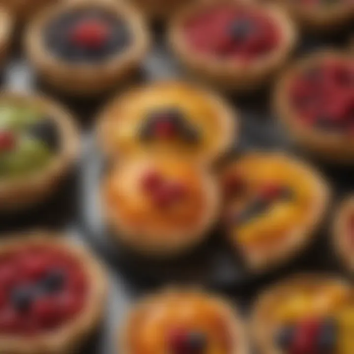 An array of traditional Italian sweet pies adorned with fruits and glazes