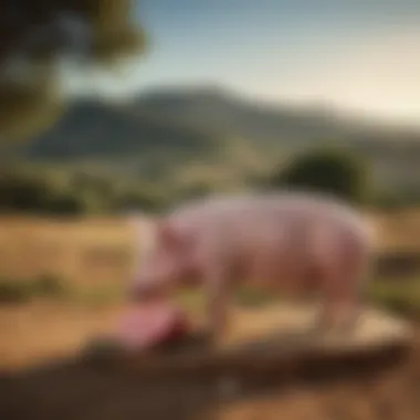 Traditional Spanish Landscape Traditional Spanish landscape featuring a pig grazing