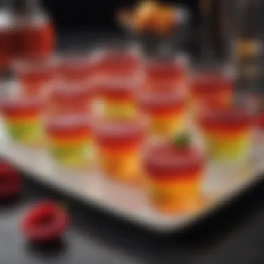 Elegant presentation of jello shots at a gathering