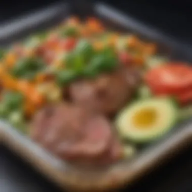 Close-up of a nutritious keto dish prepared for storage