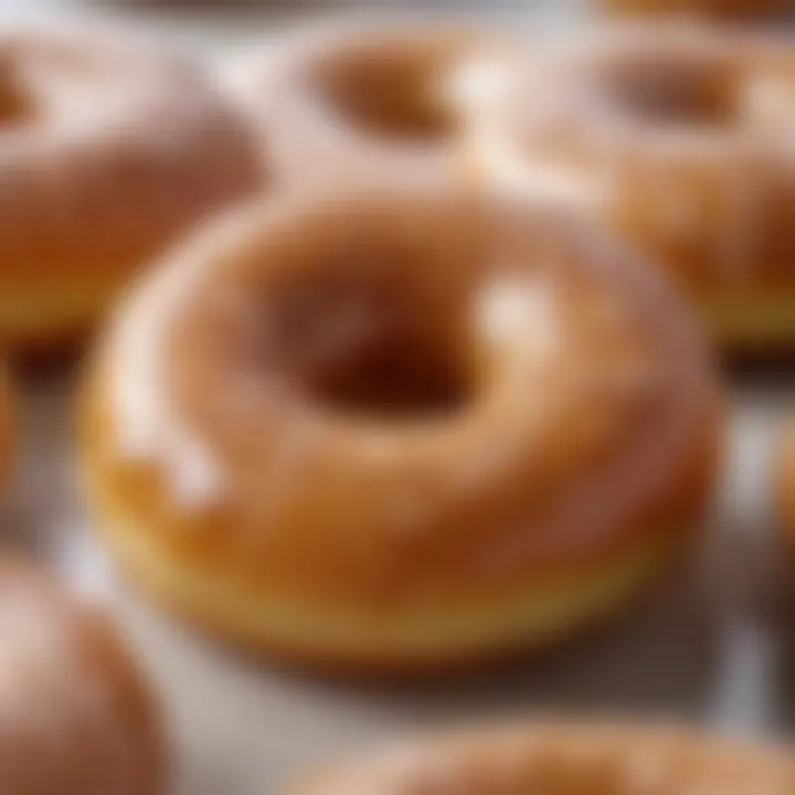 A close-up view of the signature glaze on a Krispy Donut, highlighting its texture.