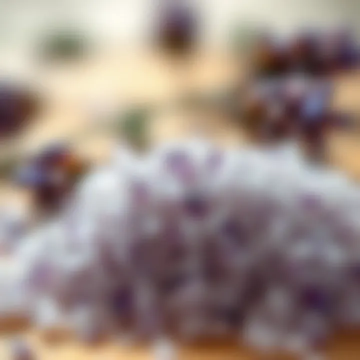Close-up of lavender salt crystals highlighting their texture