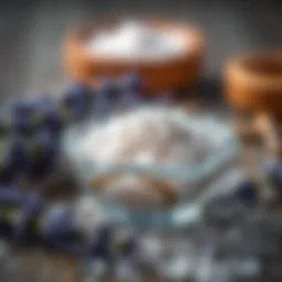 Elegant display of lavender salt in a decorative bowl