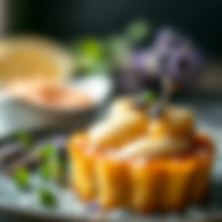 A gourmet dish garnished with lavender salt