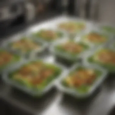 Meal Prep with Lettuce Dishes An organized meal prep setup featuring lettuce dishes for a balanced diet
