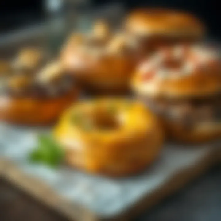 Artisan Bagels Showcasing Unique Toppings Artisan bagels with unique toppings