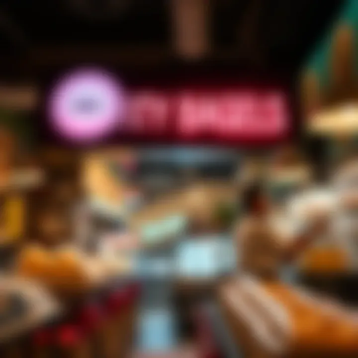 Vibrant Atmosphere of Liberty Bagels A bustling bagel shop atmosphere