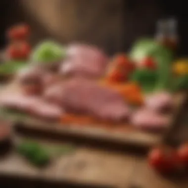 Nutritional Harmony: The Power of Meat and Vegetables A variety of fresh vegetables and lean meats arranged on a wooden table
