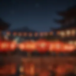 A vibrant array of traditional lucky lanterns illuminating a festive night.