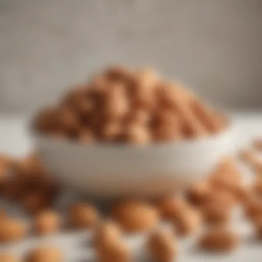 A close-up of fresh almonds in a bowl.