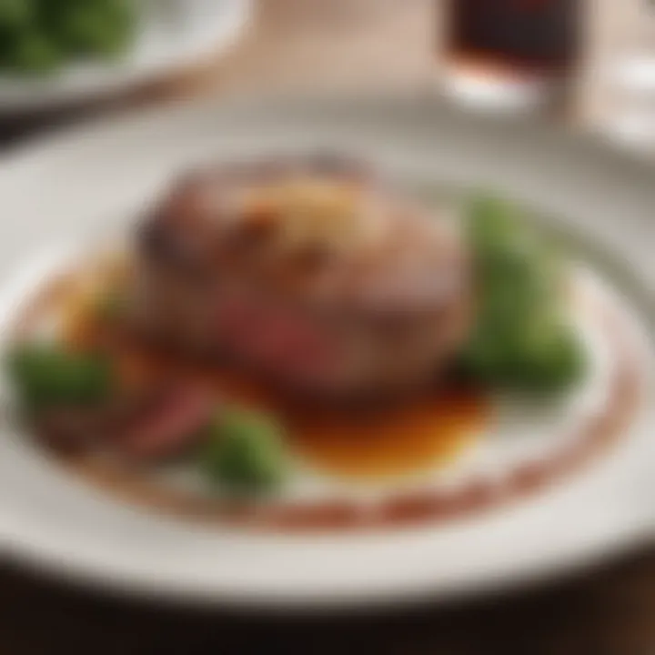 Plate showcasing a beautifully plated marinated ribeye dish