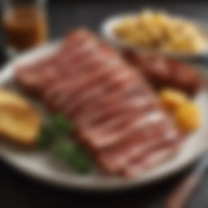 Plate of bacon paired with fresh side dishes