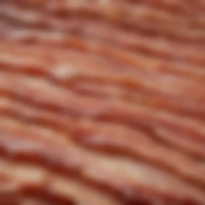 Close-up of crispy bacon texture