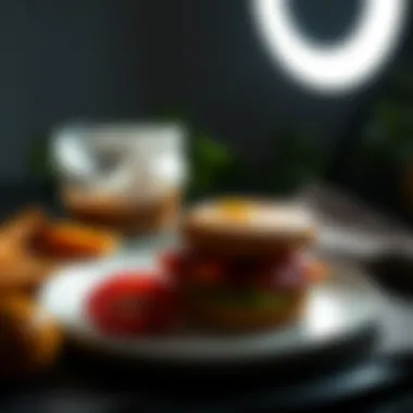 Soft Shadows with Ring Light Mood setting with a ring light creating soft shadows around food elements