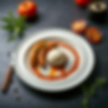 Stylish flat lay of a plated dish emphasizing composition and lighting
