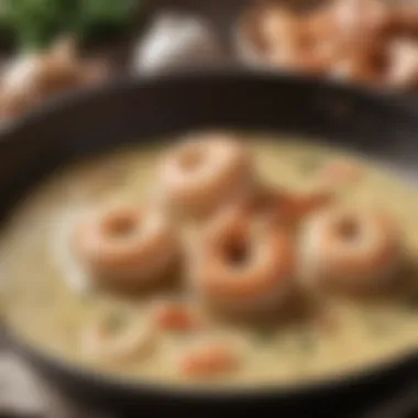 Garlic butter sauce bubbling in a pan