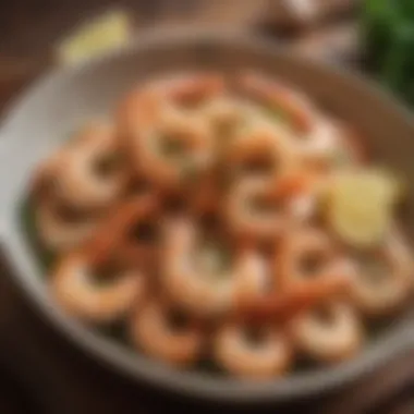 Raw shrimp marinated in garlic and herbs