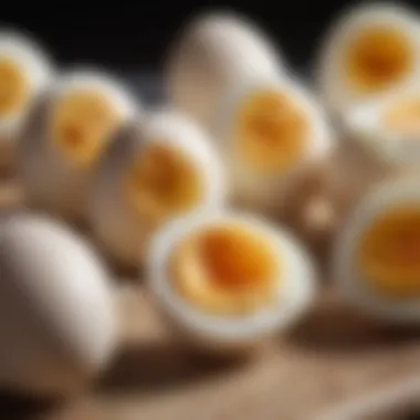 Perfectly Cooked Hard-Boiled Eggs Perfectly cooked hard-boiled eggs ready for peeling