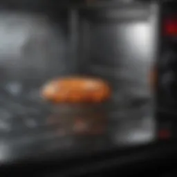 Close-up view of a convection oven with visible heat circulation