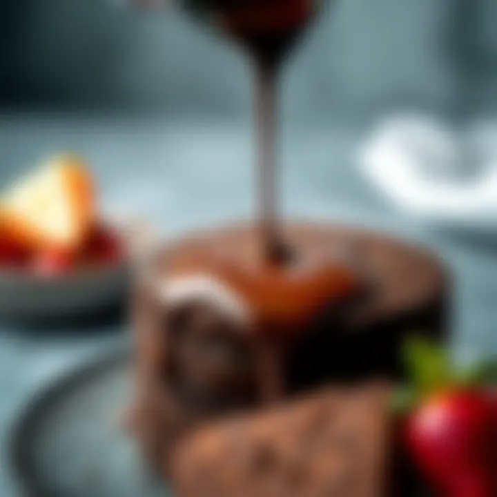 Close-up of melting chocolate being poured