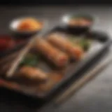 Elegant chopsticks resting on a traditional Japanese lacquered tray