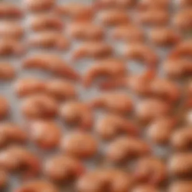 Frozen shrimp on a cutting board ready for grilling