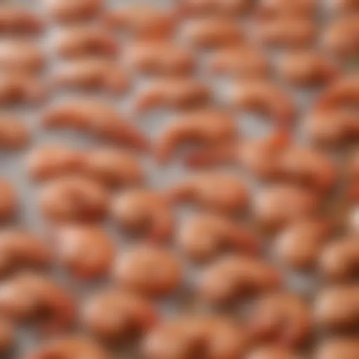 Frozen shrimp on a cutting board ready for grilling