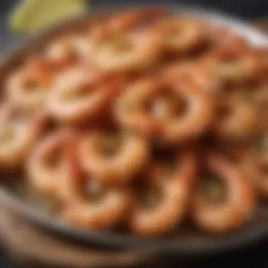 Close-up of grilled shrimp on a platter