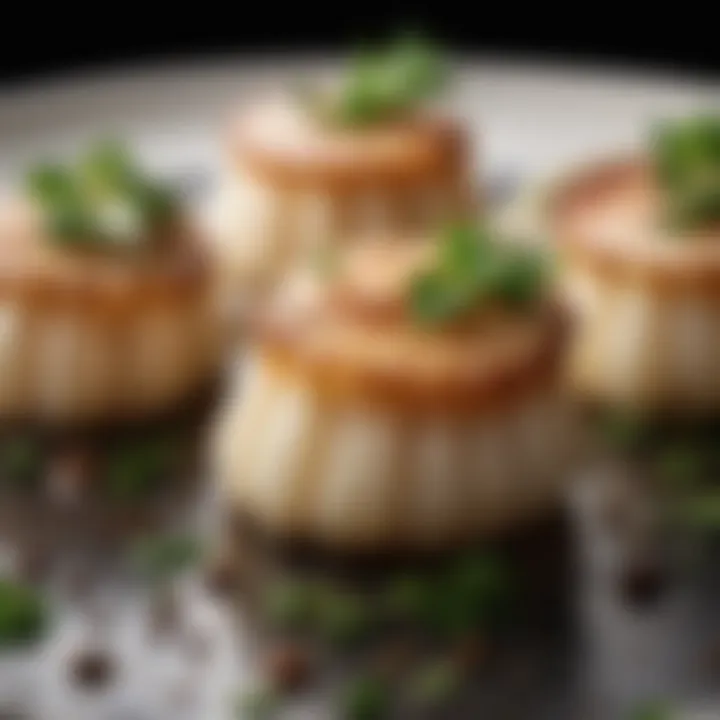 Garnished scallops with herbs and spices