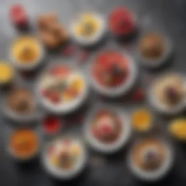 Diverse Breakfast Choices A colorful spread of nutritious breakfast options including fruits and grains