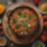 A vibrant array of vegetables and grains combined in a striking one-pot dish