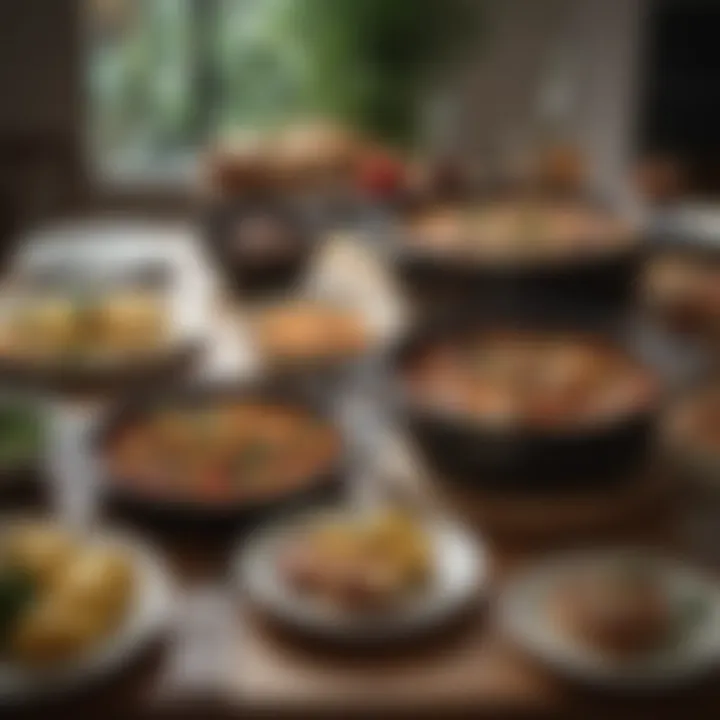 An elegant dining setup showcasing a delicious one-pot dinner ready to be enjoyed