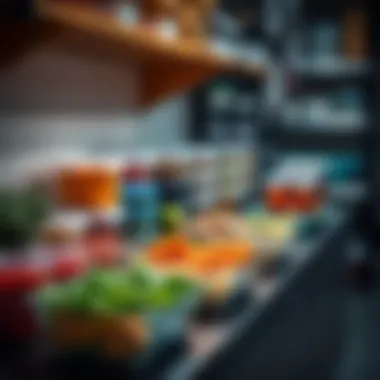 Efficient Meal Prep Station A well-organized meal prep station with fresh ingredients and containers