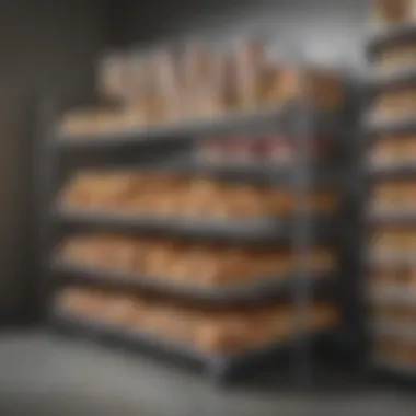 Innovative Storage Solutions for Baking Tools Innovative storage solutions for baking tools, showcasing a tiered rack and labeled bins.
