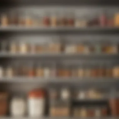 Organized Baking Supplies: The Key to Efficiency A collection of beautifully organized storage containers for baking supplies on a kitchen shelf.