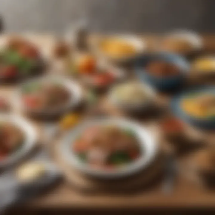 Healthy meal options displayed beautifully on a dining table.