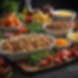 A beautifully arranged meal kit showcasing fresh ingredients and vibrant colors