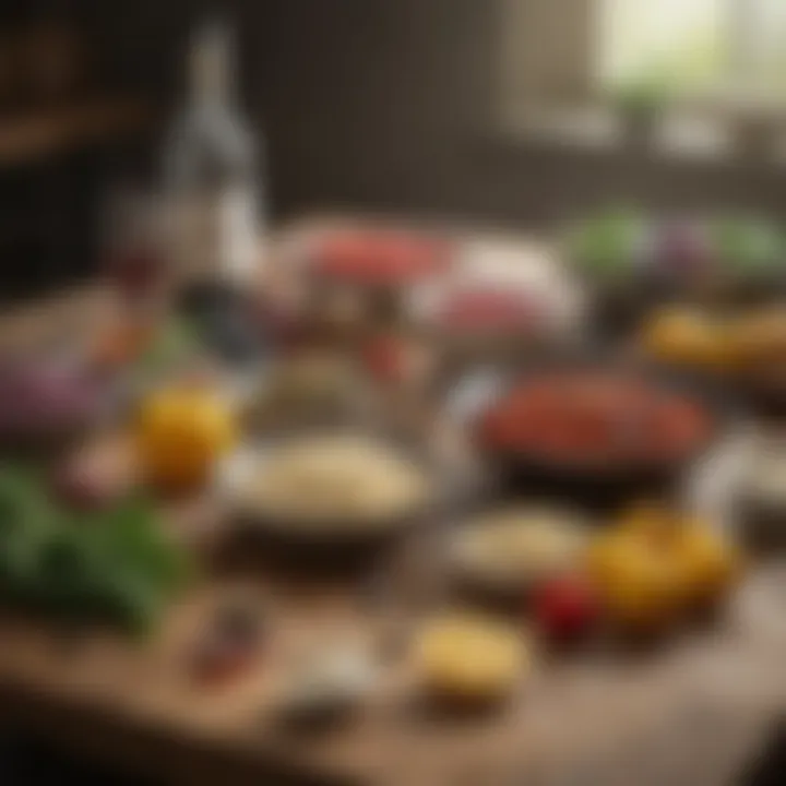 Fresh ingredients on a wooden surface ready for meal prep