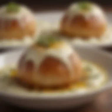 Close-up of creamy, smoky Mutabbal with olive oil drizzle.